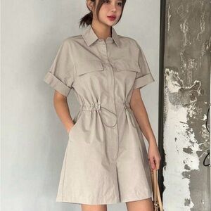 Stylish Beige Short Sleeve Romper